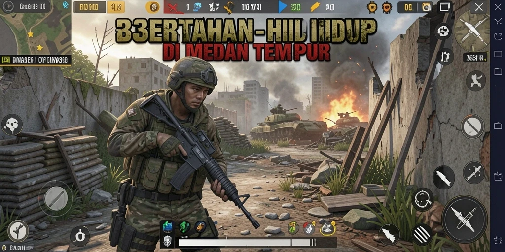 Tangkapan layar menunjukkan aksi seru dalam game Battle Royale.