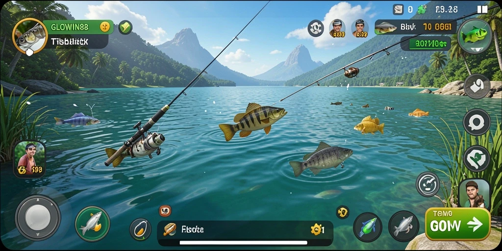 Screenshot utama GLOWIN88 menampilkan aksi memancing yang mendebarkan dan grafis yang menawan.
