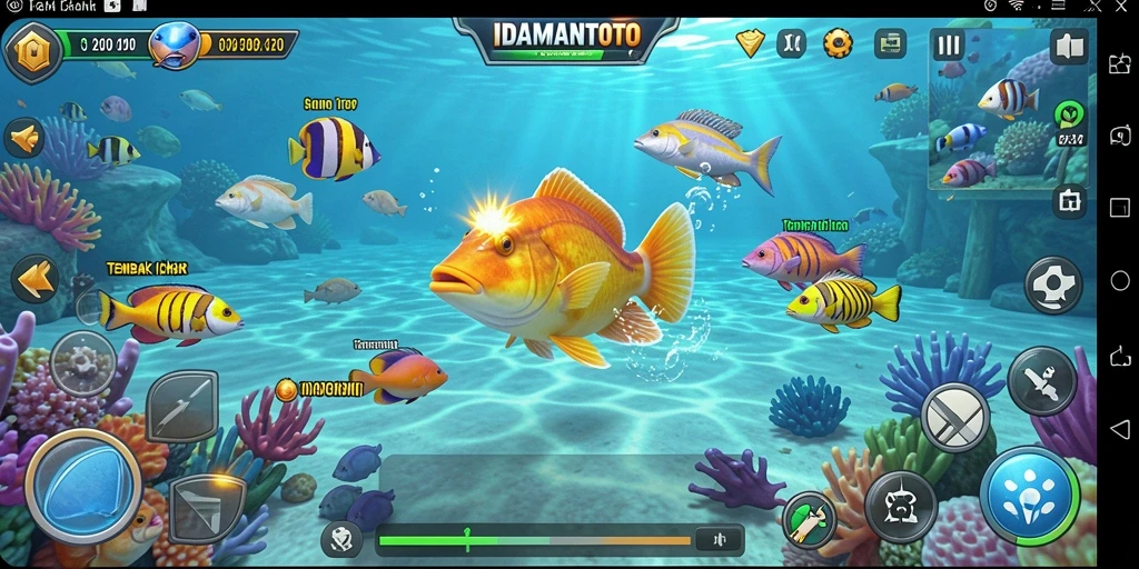 Tampilan gameplay menembak ikan di IDAMANTOTO yang seru.