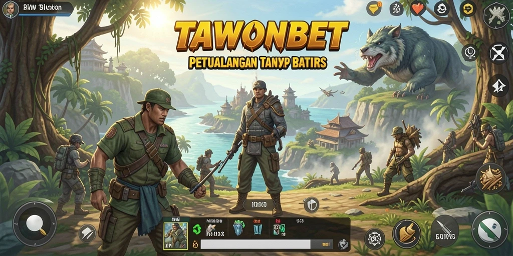 Screenshot menunjukkan gameplay eksplorasi dunia terbuka TAWONBET.